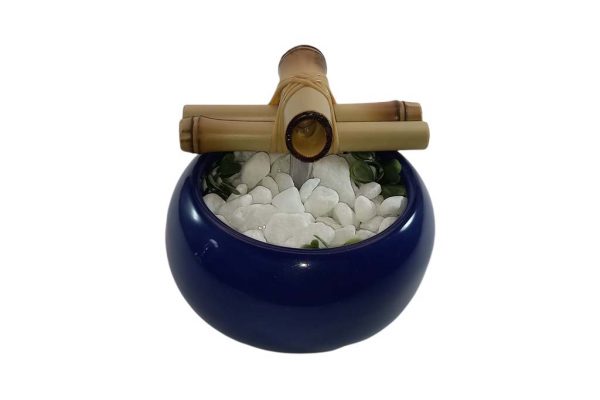 Fonte Decorativa Agua Bojuda Azul Cascata Feng Shui Bica Bambu