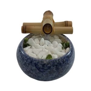 Fonte Decorativa Agua Bojuda Azul Cascata Feng Shui Bica Bambu