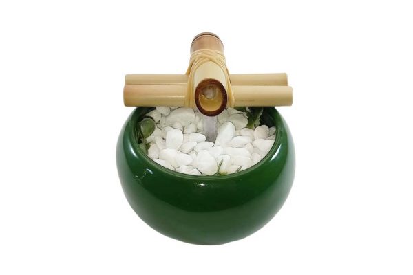 Fonte Decorativa Agua Bojuda Verde Cascata Feng Shui Bica Bambu