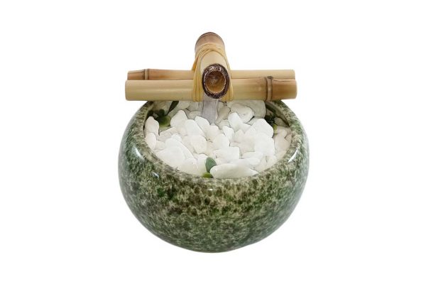 Fonte Decorativa Agua Bojuda Verde Cascata Feng Shui Bica Bambu