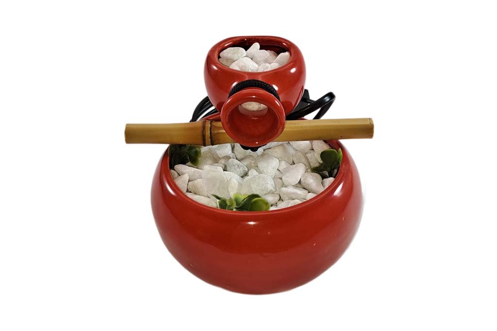 Fonte Bojuda Vermelha 1 1024x682 Media Fonte Decorativa Agua Bojuda Vermelha Cascata Feng Shui Bica Cerâmica