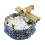 Fonte Decorativa Agua Sextavada Azul Cascata Feng Shui Bica Bambu