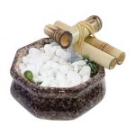 Fonte Decorativa Agua Sextavada Marrom Cascata Feng Shui Bica Bambu