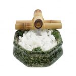 Fonte Decorativa Agua Sextavada Verde Cascata Feng Shui Bica Bambu