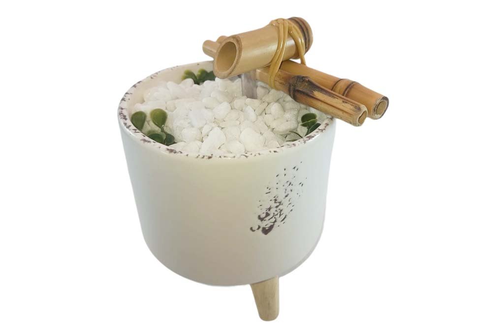 Redonda Pé Madeira Branca 2 1024x682 Media Fonte Feng Shui Cascata Decorativa de Agua Redonda Pé Madeira