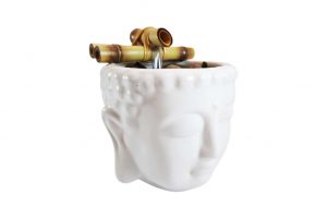 Fonte Feng Shui Cascata Decorativa de Agua Buda Branco