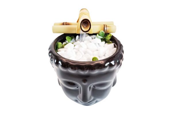 Fonte Feng Shui Cascata Decorativa de Agua Buda Preto