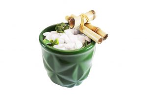 Fonte Feng Shui Cascata Decorativa de Agua Prisma Relevo Verde