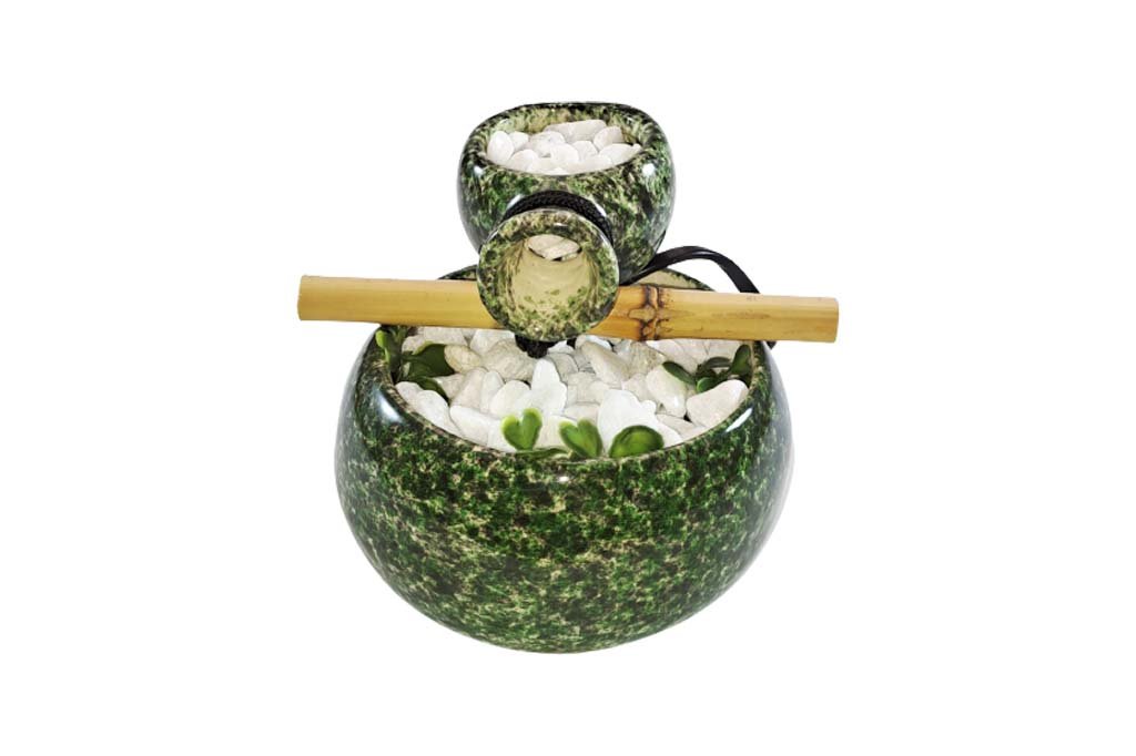 Bojuda Bica Cerâmica Verde Marmorizado 1 1024x682 Media Fonte Feng Shui Cascata Decorativa de Agua Bojuda Verde Marmorizada M