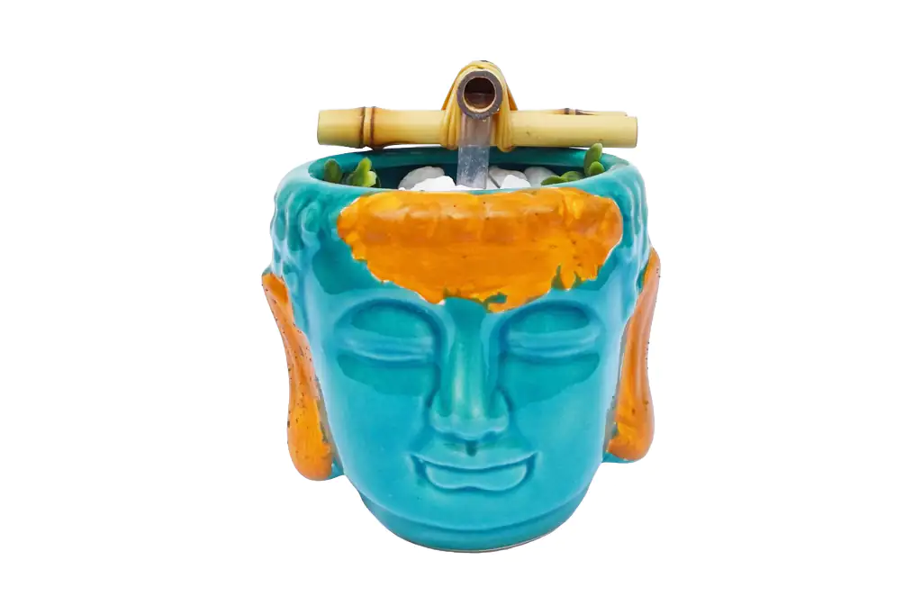 Buda Azul e Laranja 1 1024x682 60 branca Fonte Decorativa Buda Azul e Laranja