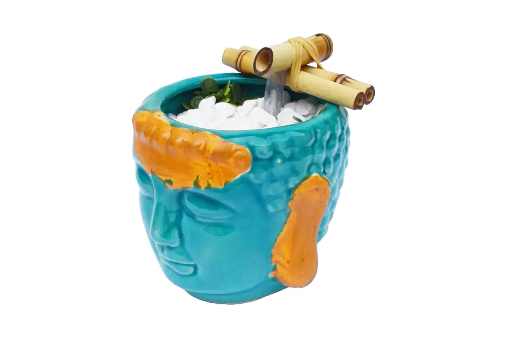 Buda Azul e Laranja 2 1024x682 60 branca Fonte Decorativa Buda Azul e Laranja