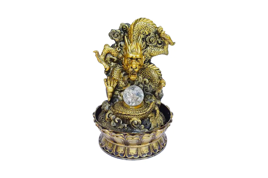 Dragão de Frente com Esfera 1 1024x682 60 branca Fonte Feng Shui Dragão de Frente Dourado