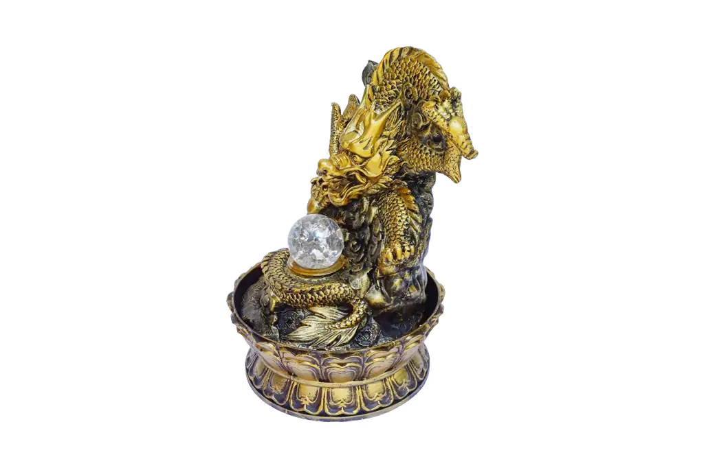 Dragão de Frente com Esfera 2 1024x682 60 branca Fonte Feng Shui Dragão de Frente Dourado